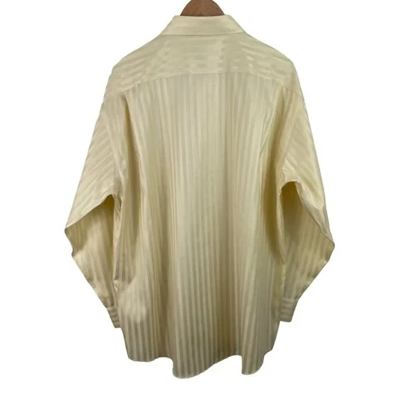 Pronto Uomo Couture Yellow Two Tone Button Up Dress Shirt Mens 17 1/2- 32/33 - Picture 2 of 8